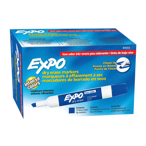 Expo W/B Marker Chisel Blue Box of 12